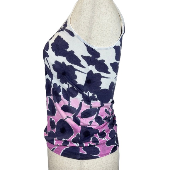 American Eagle Boho Floral Tank Smocked Neckline Small Pink Gray White - Picture 3 of 4